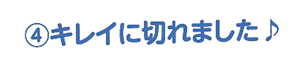 ④キレイに切れました♪